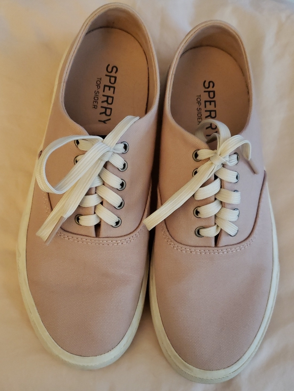 Sperry Canvas Lace-Up Sneakers in Blush Pink